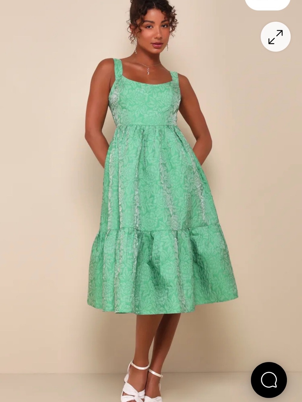 Lulu’s Green Structured Midi Dress, Corset style back